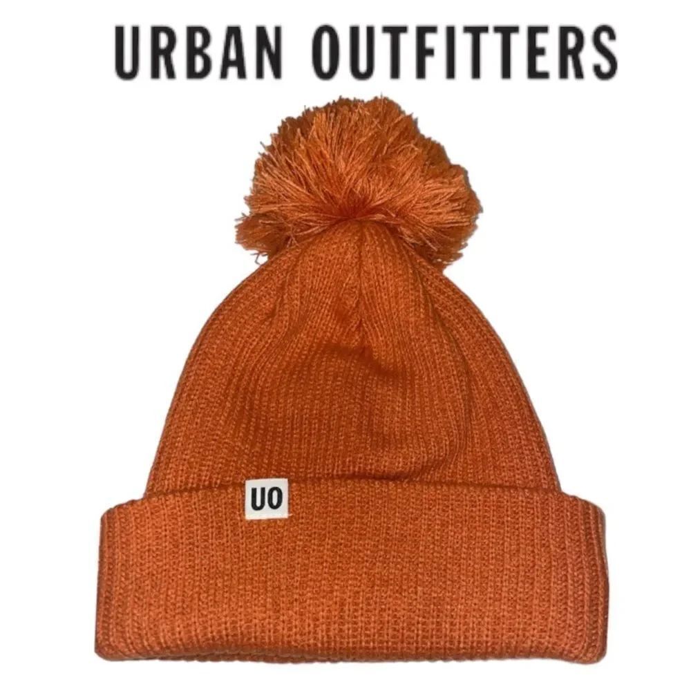 NEW Urban Outfitters UO Ribbed Pom Pom  Beanie Orange Cap Hat